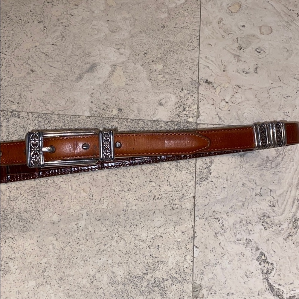 Brighton Brown Leather Skinny Belt with Metal
